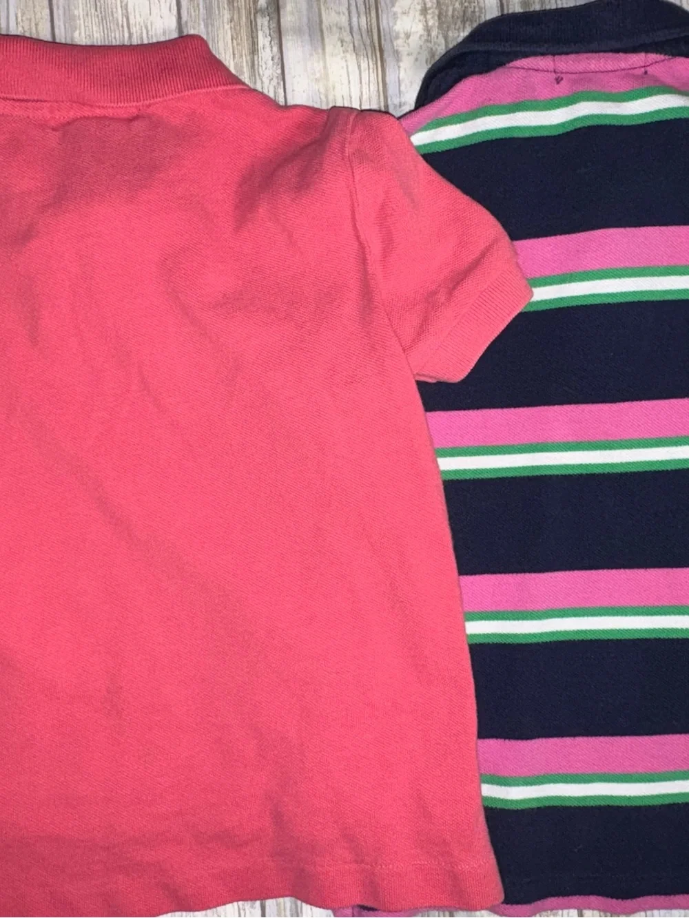 Ralph Lauren Coral Pink Polo & Navy Stripe Polo Twin Set